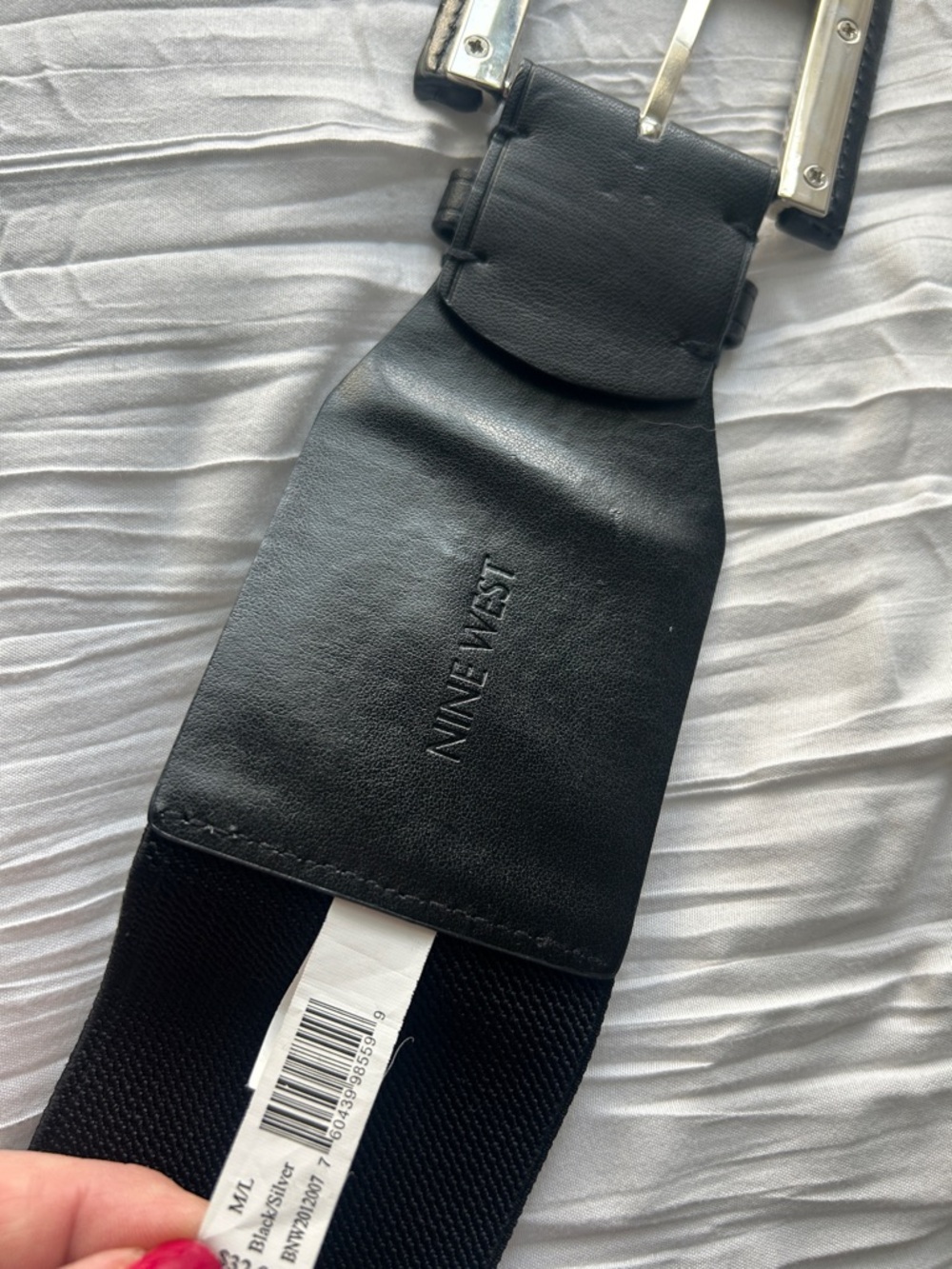 Nine West elastic M L Black Wide Women's Belt with Square Buckle - Picture 6 of 10